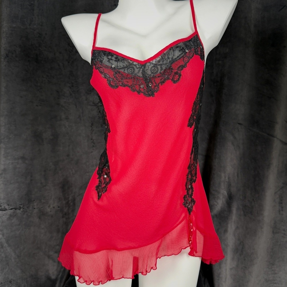 Vintage Victorias Secret Silk Lace Mini Slip Dress Y2K Whimsigoth Fairy Grunge m